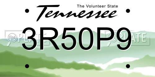 3R50P9 Tennessee License Plate