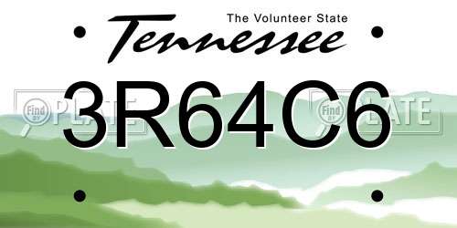 3R64C6 Tennessee License Plate
