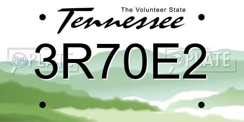 3R70E2 Tennessee License Plate