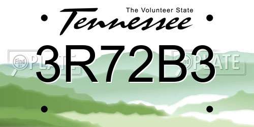 3R72B3 Tennessee License Plate