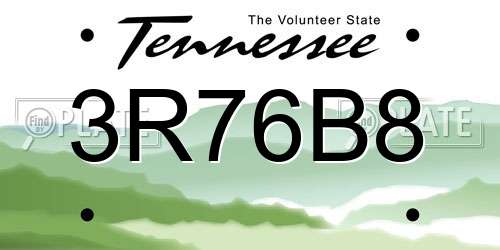 3R76B8 Tennessee License Plate