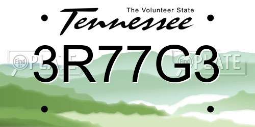 3R77G3 Tennessee License Plate