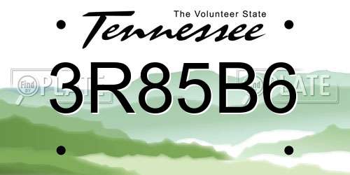 3R85B6 Tennessee License Plate