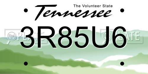 3R85U6 Tennessee License Plate