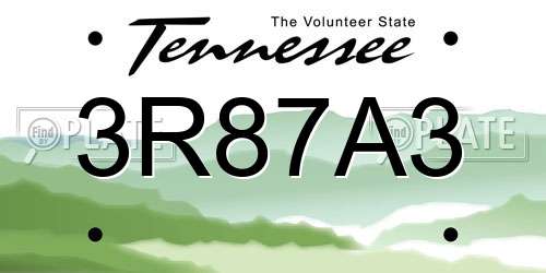 3R87A3 Tennessee License Plate