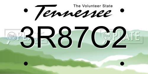 3R87C2 Tennessee License Plate