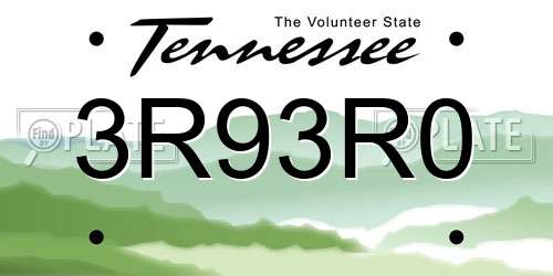 3R93R0 Tennessee License Plate