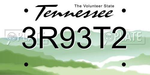 3R93T2 Tennessee License Plate