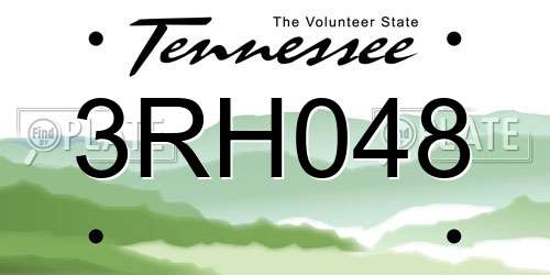 3RH048 Tennessee License Plate