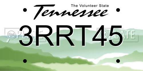 3RRT45 Tennessee License Plate
