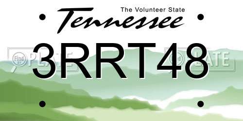 3RRT48 Tennessee License Plate