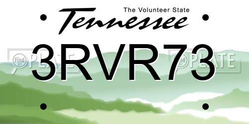 3RVR73 Tennessee License Plate