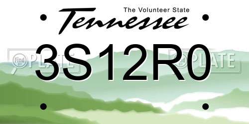 3S12R0 Tennessee License Plate