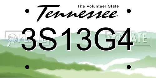 3S13G4 Tennessee License Plate