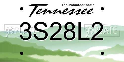 3S28L2 Tennessee License Plate