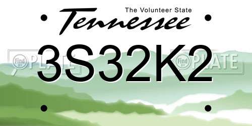 3S32K2 Tennessee License Plate