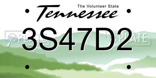 3S47D2 Tennessee License Plate
