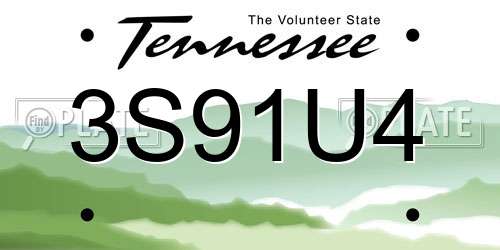 3S91U4 Tennessee License Plate