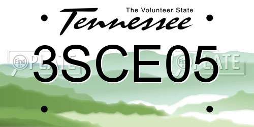 3SCE05 Tennessee License Plate