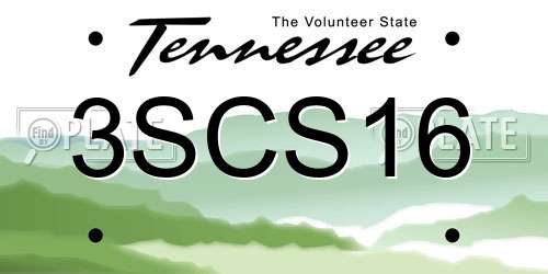 3SCS16 Tennessee License Plate