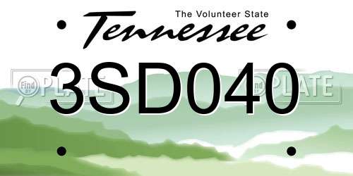 3SD040 Tennessee License Plate