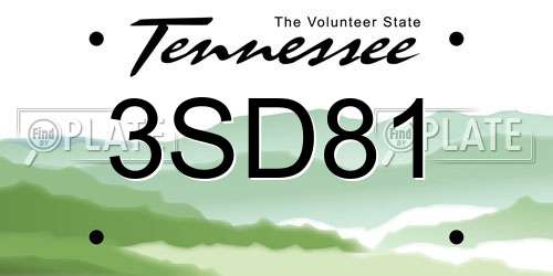 3SD81 Tennessee License Plate
