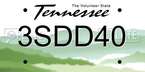 3SDD40 Tennessee License Plate