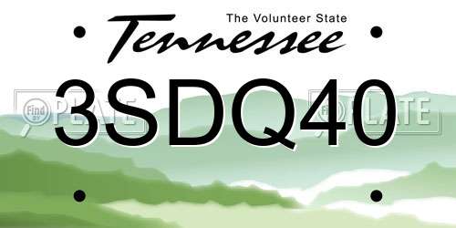 3SDQ40 Tennessee License Plate