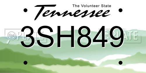 3SH849 Tennessee License Plate