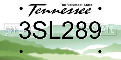 3SL289 Tennessee License Plate