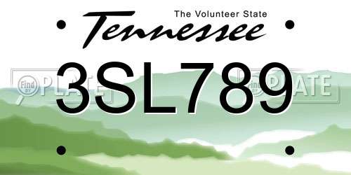 3SL789 Tennessee License Plate