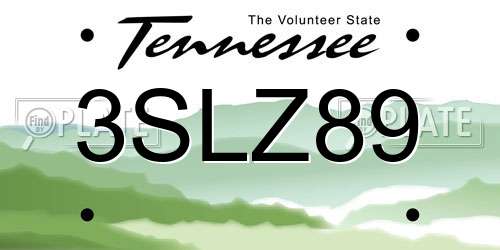 3SLZ89 Tennessee License Plate