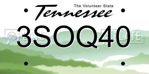 3SOQ40 Tennessee License Plate