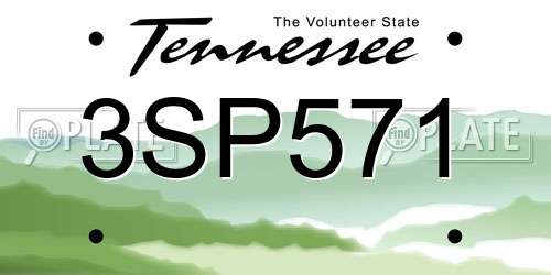 3SP571 Tennessee License Plate