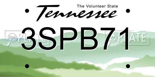 3SPB71 Tennessee License Plate