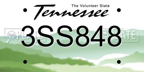 3SS848 Tennessee License Plate