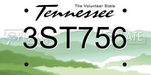 3ST756 Tennessee License Plate