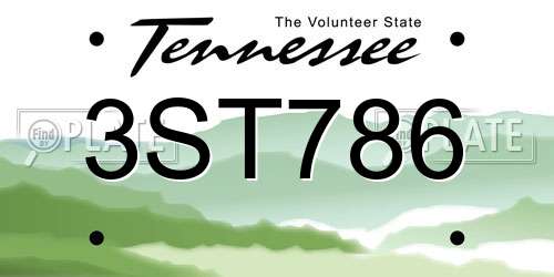 3ST786 Tennessee License Plate