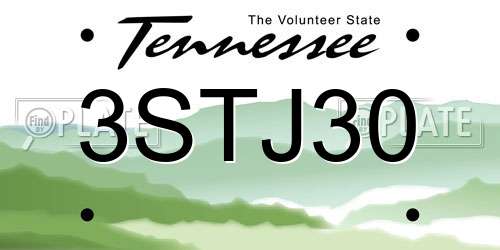 3STJ30 Tennessee License Plate