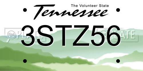 3STZ56 Tennessee License Plate