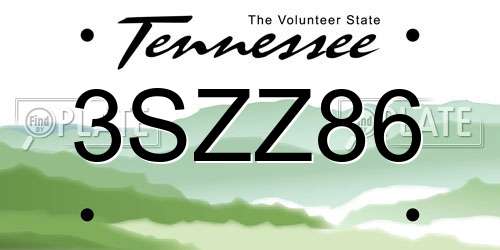 3SZZ86 Tennessee License Plate