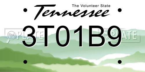 3T01B9 Tennessee License Plate