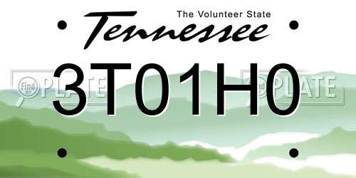 3T01H0 Tennessee License Plate
