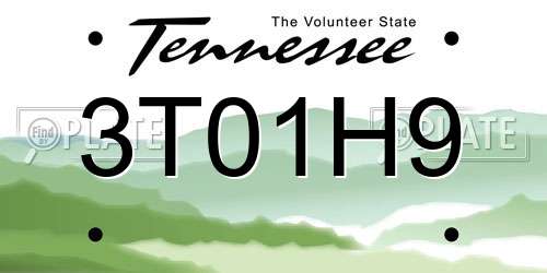 3T01H9 Tennessee License Plate