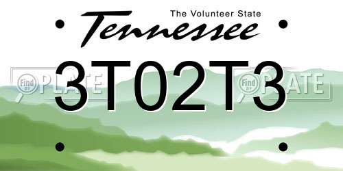 3T02T3 Tennessee License Plate