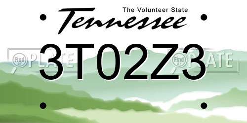 3T02Z3 Tennessee License Plate