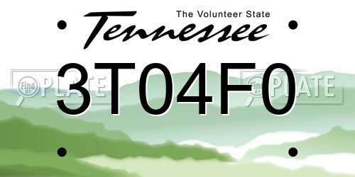 3T04F0 Tennessee License Plate