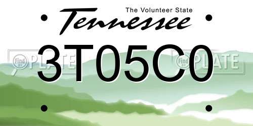 3T05C0 Tennessee License Plate
