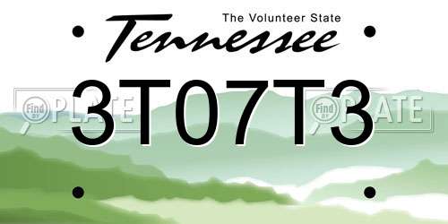 3T07T3 Tennessee License Plate