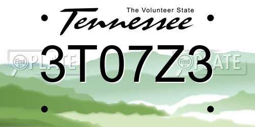 3T07Z3 Tennessee License Plate